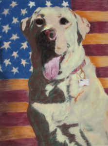 pastel portrait of a yellow lab