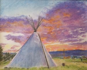 pastel drawing of tipi