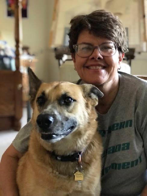artist pic with dog